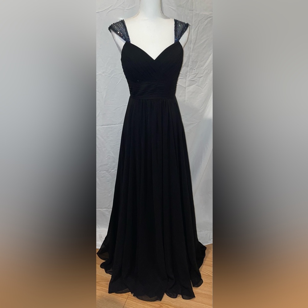 Elegant Black Maxi Dress with Beaded Straps